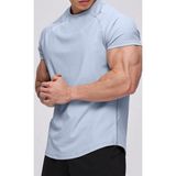 Ghassy Co. Erkek Running Sports Reglan Oval Kesim Penye T-Shirt - Açık Grı