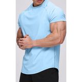 Ghassy Co. Erkek Running Sports Reglan Oval Kesim Penye T-Shirt - Açık Mavi - 2XL