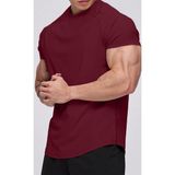 Ghassy Co. Erkek Running Sports Reglan Oval Kesim Penye T-Shirt - Bordo