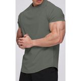 Ghassy Co. Erkek Running Sports Reglan Oval Kesim Penye T-Shirt - Haki - 2XL