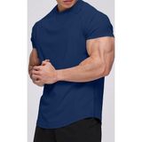 Ghassy Co. Erkek Running Sports Reglan Oval Kesim Penye T-shirt LACİVERT XL