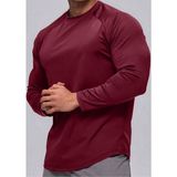 Ghassy Co. Erkek Running Sports Reglan Oval Kesim Uzun Kollu Pamuklu Penye T-Shirt - 3XL - Bordo