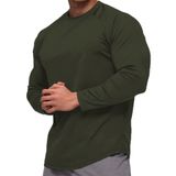Ghassy Co. Erkek Running Sports Reglan Oval Kesim Uzun Kollu Pamuklu Penye T-shirt HAKİ XL