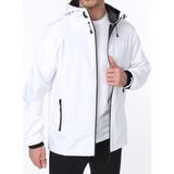 Ghassy Co. Erkek Rüzgarlık/Yağmurluk Outdoor Omuz Detaylı Mevsimlik Spor Ceket - 2XL - Beyaz