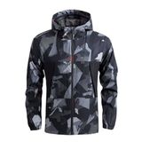 Ghassy Co. Erkek Su ve Rüzgar Geçirmez Göğüs Fermuar Gizli Cep Spor Yağmurluk FÜME XXL