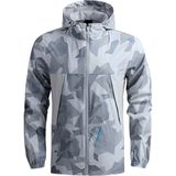 Ghassy Co. Erkek Su ve Rüzgar Geçirmez Göğüs Fermuar Gizli Cep Spor Yağmurluk - Gri