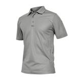 Ghassy Co. Erkek Taktik Polo Yaka Gömlek Hızlı Kuruma Nem Emici Performans Pique Jersey Golf T-shirt AÇIK GRİ M