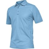 Ghassy Co. Erkek Taktik Polo Yaka Gömlek Hızlı Kuruma Nem Emici Performans Pique Jersey Golf T-Shirt - Açık Mavi