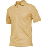 Ghassy Co. Erkek Taktik Polo Yaka Gömlek Hızlı Kuruma Nem Emici Performans Pique Jersey Golf T-Shirt - Bej
