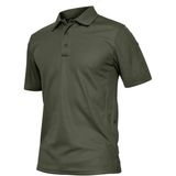 Ghassy Co. Erkek Taktik Polo Yaka Gömlek Hızlı Kuruma Nem Emici Performans Pique Jersey Golf T-Shirt - Haki