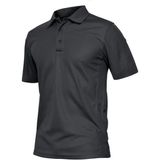 Ghassy Co. Erkek Taktik Polo Yaka Gömlek Hızlı Kuruma Nem Emici Performans Pique Jersey Golf T-Shirt - Koyu Gri