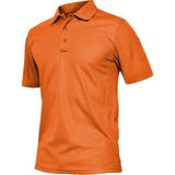 Ghassy Co. Erkek Taktik Polo Yaka Gömlek Hızlı Kuruma Nem Emici Performans Pique Jersey Golf T-Shirt - Turuncu