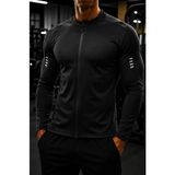 Ghassy Co. Erkek Tam Fermuarlı Dalgıç Kumaş Uzun Kollu Slim Fit Esnek Spor Sweatshirt - 3XL - Siyah