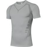 Ghassy Co. Erkek Ultra Esnek Koşu Egzersiz Hızlı Kuruma Nefes Alabilen Kısa Kollu Spor T-shirt AÇIK GRİ L