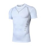 Ghassy Co. Erkek Ultra Esnek Koşu Egzersiz Hızlı Kuruma Nefes Alabilen Kısa Kollu Spor T-shirt BEYAZ XXL