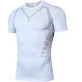 Ghassy Co. Erkek Ultra Esnek Koşu Egzersiz Hızlı Kuruma Nefes Alabilen Kısa Kollu Spor T-Shirt - M - Beyaz
