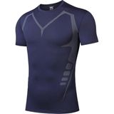 Ghassy Co. Erkek Ultra Esnek Koşu Egzersiz Hızlı Kuruma Nefes Alabilen Kısa Kollu Spor T-Shirt - S - Lacivert