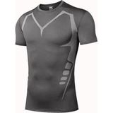 Ghassy Co. Erkek Ultra Esnek Koşu Egzersiz Hızlı Kuruma Nefes Alabilen Kısa Kollu Spor T-Shirt - XL - Füme