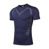 Ghassy Co. Erkek Ultra Esnek Koşu Egzersiz Hızlı Kuruma Nefes Alabilen Kısa Kollu Spor T-Shirt - XL - Lacivert