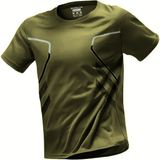 Ghassy Co. Erkek Ultra Esnek Nem Emici Vücut Geometrik Hızlı Kuruyan Hafif Spor T-Shirt - 2XL - Haki