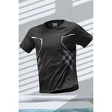 Ghassy Co. Erkek Ultra Esnek Nem Emici Vücut Geometrik Hızlı Kuruyan Hafif Spor T-Shirt - 2XL - Siyah