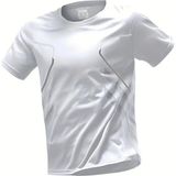 Ghassy Co. Erkek Ultra Esnek Nem Emici Vücut Geometrik Hızlı Kuruyan Hafif Spor T-Shirt - Beyaz
