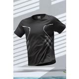 Ghassy Co. Erkek Ultra Esnek Nem Emici Vücut Geometrik Hızlı Kuruyan Hafif Spor T-shirt SİYAH XL