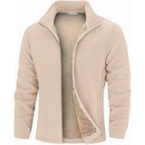 Ghassy Co. Erkek Ultra Isı Peluş Astarlı Cepli Tam Fermuarlı Polar Ceket - 2XL - Bej