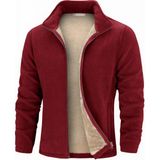 Ghassy Co. Erkek Ultra Isı Peluş Astarlı Cepli Tam Fermuarlı Polar Ceket - 2XL - Bordo