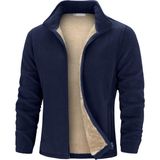 Ghassy Co. Erkek Ultra Isı Peluş Astarlı Cepli Tam Fermuarlı Polar Ceket - 2XL - Lacivert