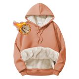 Ghassy Co. Erkek Ultra Termal Kapüşonlu Sherpa Astarlı Kanguru Cepli Sweatshirt Mercan L