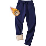 Ghassy Co. Erkek Ultra Termal Kışlık Sherpa Astarlı Aktif Koşu Normal Paça Jogger Eşofman Altı - Lacivert