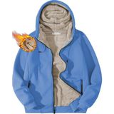 Ghassy Co. Erkek Ultra Termal Sherpa Astarlı Kapüşonlu Fermuarlı Cepli Kışlık Sweatshirt - Açık Mavi