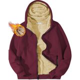 Ghassy Co. Erkek Ultra Termal Sherpa Astarlı Kapüşonlu Fermuarlı Cepli Kışlık Sweatshirt - Bordo - M