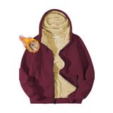 Ghassy Co. Erkek Ultra Termal Sherpa Astarlı Kapüşonlu Fermuarlı Cepli Kışlık Sweatshirt - Bordo - XL