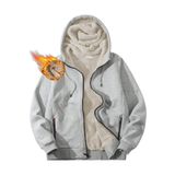 Ghassy Co. Erkek Ultra Termal Sherpa Astarlı Kapüşonlu Fermuarlı Cepli Kışlık Sweatshirt - Gri Melanj - XL