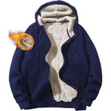 Ghassy Co. Erkek Ultra Termal Sherpa Astarlı Kapüşonlu Fermuarlı Cepli Kışlık Sweatshirt - Lacivert - 2XL