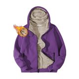Ghassy Co. Erkek Ultra Termal Sherpa Astarlı Kapüşonlu Fermuarlı Cepli Kışlık Sweatshirt - Mor - XXL