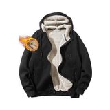 Ghassy Co. Erkek Ultra Termal Sherpa Astarlı Kapüşonlu Fermuarlı Cepli Kışlık Sweatshirt - Siyah - XL