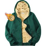 Ghassy Co. Erkek Ultra Termal Sherpa Astarlı Kapüşonlu Fermuarlı Cepli Kışlık Sweatshirt - Yeşil