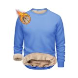 Ghassy Co. Erkek Ultra Termal Sherpa Peluş Astarlı Bisiklet Yaka Sweatshirt - Açık Mavi - L