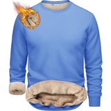 Ghassy Co. Erkek Ultra Termal Sherpa Peluş Astarlı Bisiklet Yaka Sweatshirt - Açık Mavi - XXL