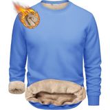 Ghassy Co. Erkek Ultra Termal Sherpa Peluş Astarlı Bisiklet Yaka Sweatshirt - Açık Mavi