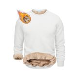 Ghassy Co. Erkek Ultra Termal Sherpa Peluş Astarlı Bisiklet Yaka Sweatshirt - Beyaz - L
