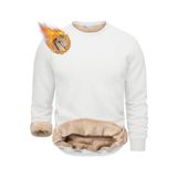 Ghassy Co. Erkek Ultra Termal Sherpa Peluş Astarlı Bisiklet Yaka Sweatshirt - Beyaz - XXL
