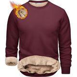 Ghassy Co. Erkek Ultra Termal Sherpa Peluş Astarlı Bisiklet Yaka Sweatshirt - Bordo - 2XL