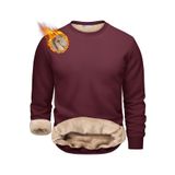 Ghassy Co. Erkek Ultra Termal Sherpa Peluş Astarlı Bisiklet Yaka Sweatshirt - Bordo - S