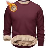 Ghassy Co. Erkek Ultra Termal Sherpa Peluş Astarlı Bisiklet Yaka Sweatshirt - Bordo