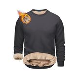 Ghassy Co. Erkek Ultra Termal Sherpa Peluş Astarlı Bisiklet Yaka Sweatshirt - Füme - L