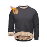 Ghassy Co. Erkek Ultra Termal Sherpa Peluş Astarlı Bisiklet Yaka Sweatshirt - Füme - M